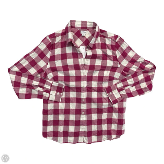 Top Long Sleeve By J. Crew In Pink & White, Size: M