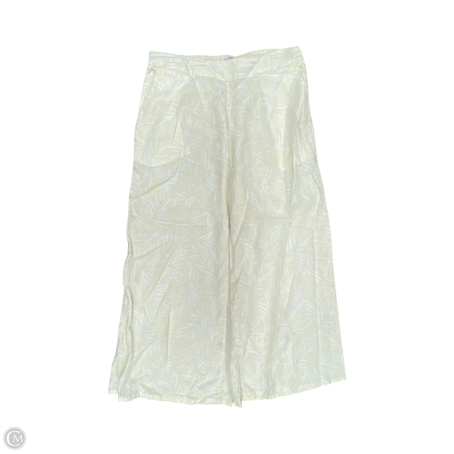 Pants Linen By Nicole Miller In White & Yellow, Size: L