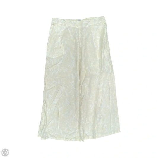 Pants Linen By Nicole Miller In White & Yellow, Size: L