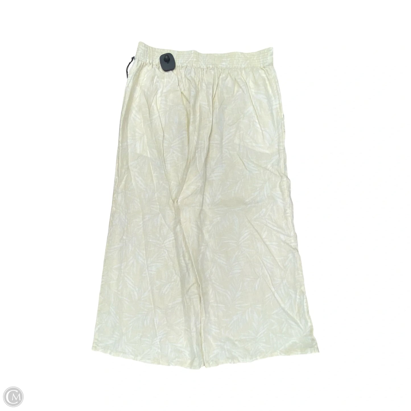 Pants Linen By Nicole Miller In White & Yellow, Size: L