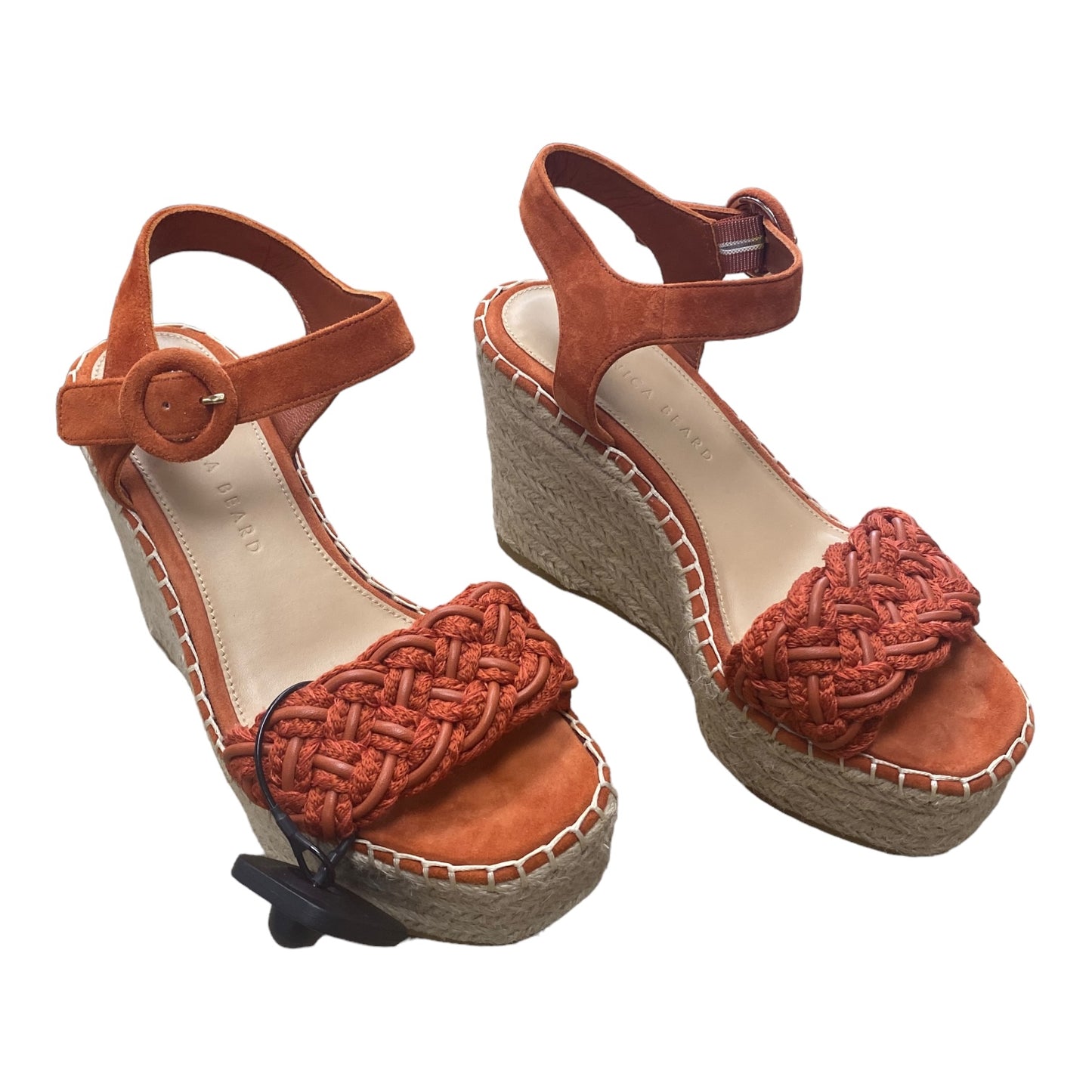 Orange Sandals Heels Wedge Veronica Beard, Size 6