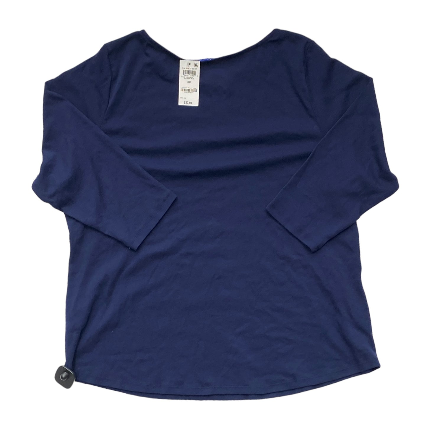 Navy Top Long Sleeve Basic Charter Club, Size 3x