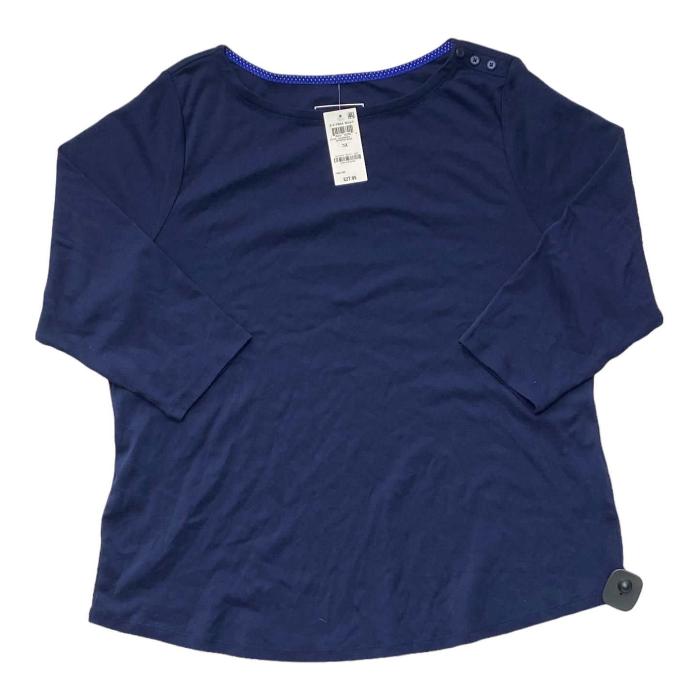 Navy Top Long Sleeve Basic Charter Club, Size 3x