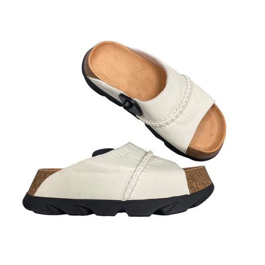 Cream & Tan Sandals Designer Ugg, Size 10