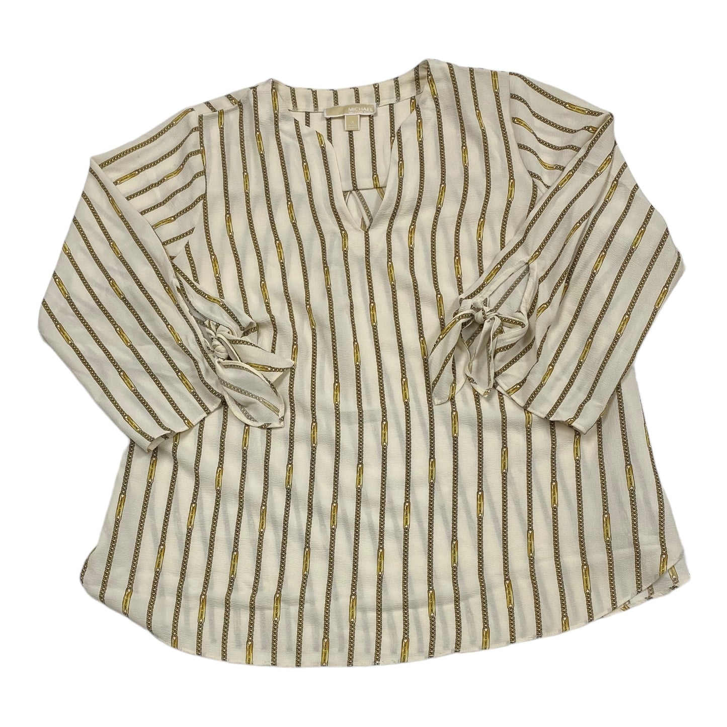 Top Long Sleeve By Michael By Michael Kors In Gold & Tan, Size: 1x