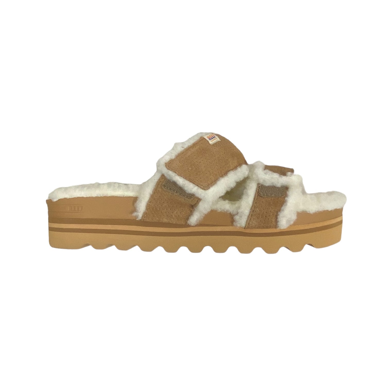 Sandals Heels Platform By Reef In Brown & Cream, Size: 10