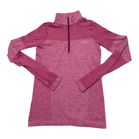 Athletic Top Long Sleeve Collar By Nike In Pink, Size: M