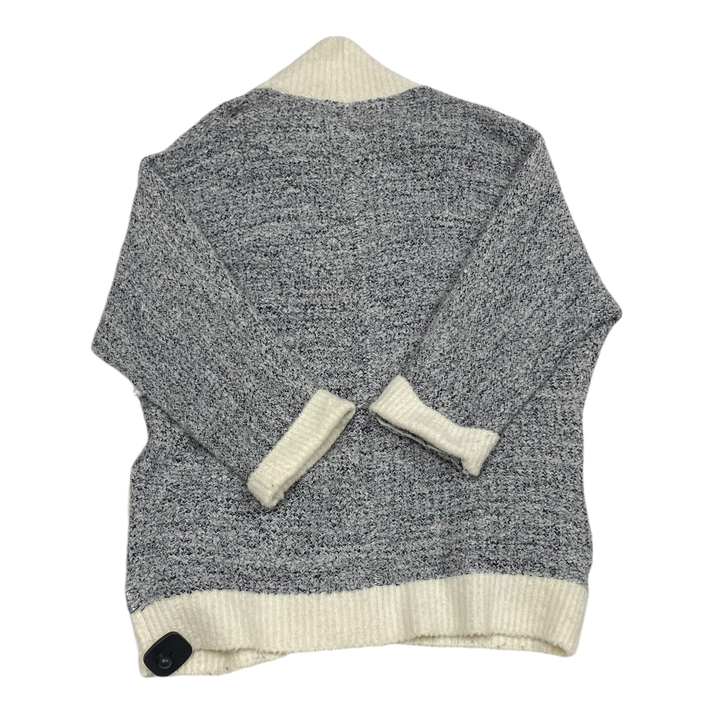 Sweater Cardigan By Loft In Grey & White, Size: S