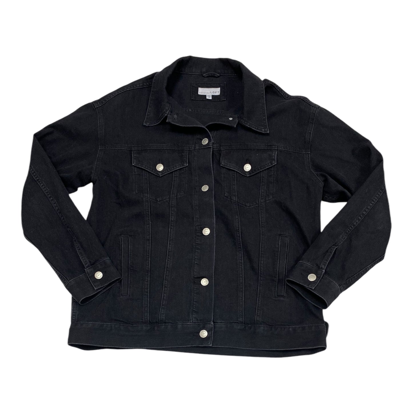 Jacket Denim By Loft In Black Denim, Size: S