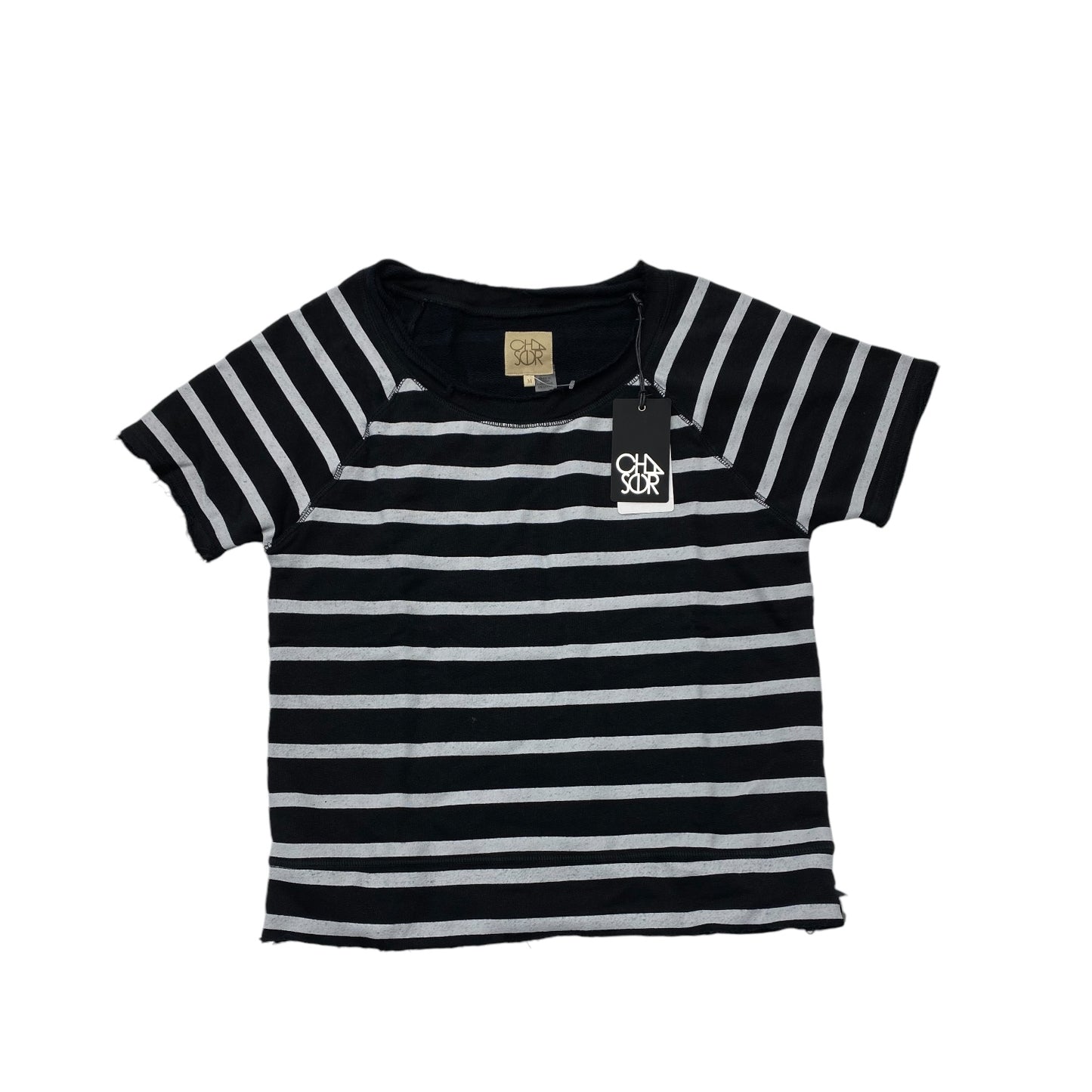 Top Short Sleeve By Chaser In Striped Pattern, Size: L