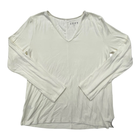 Top Long Sleeve By Loft In White, Size: L