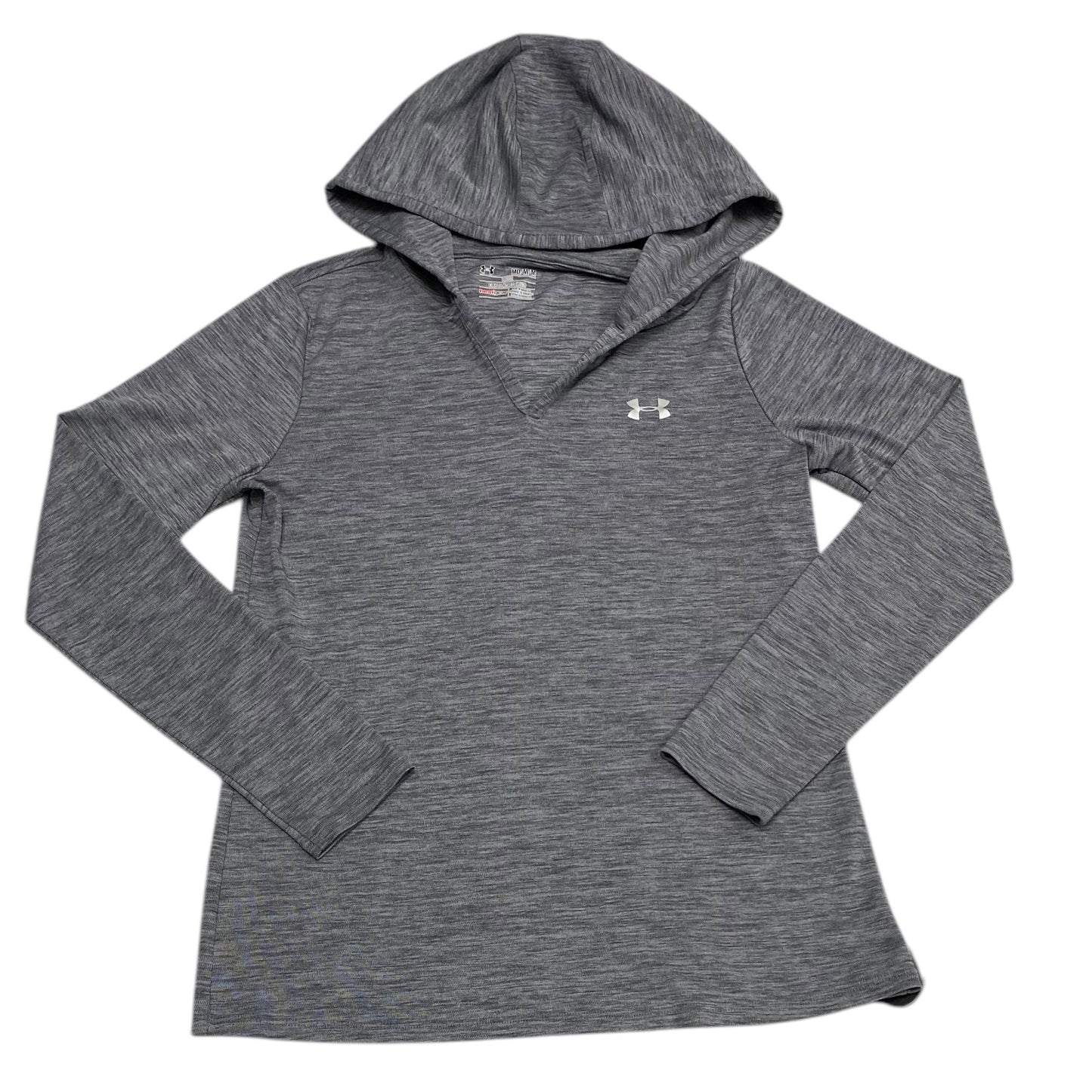 Athletic Top Long Sleeve Hoodie By Under Armour In Grey, Size: M