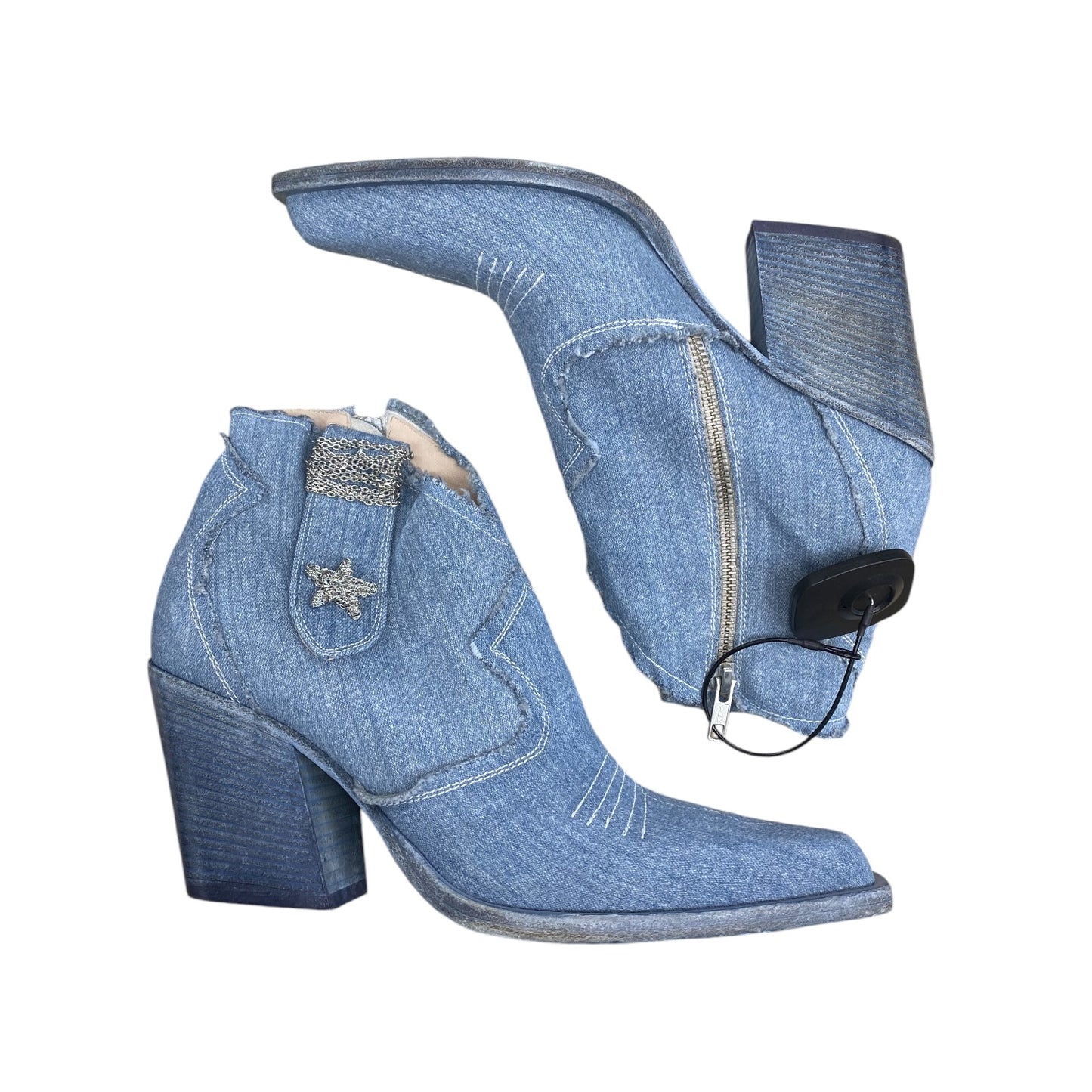 Boots Ankle Heels By Sesto Meucci In Blue Denim, Size: 10