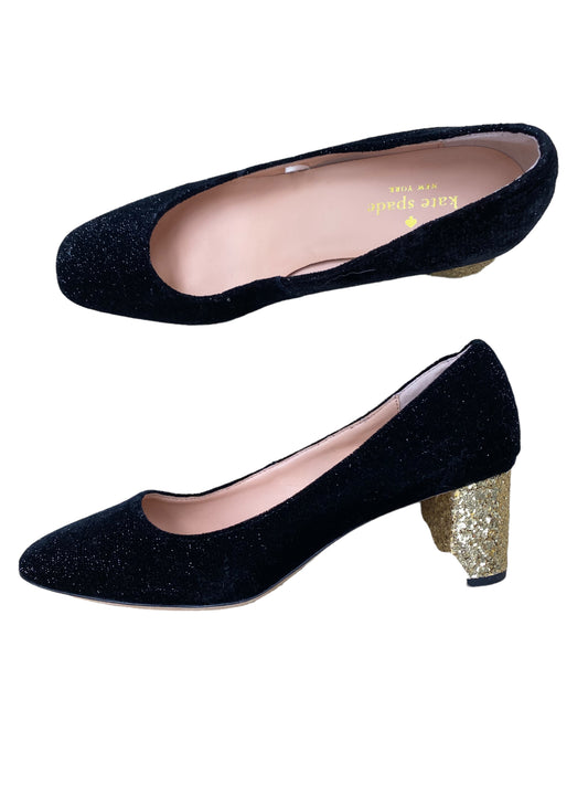 Black & Gold Shoes Designer Kate Spade, Size 7.5