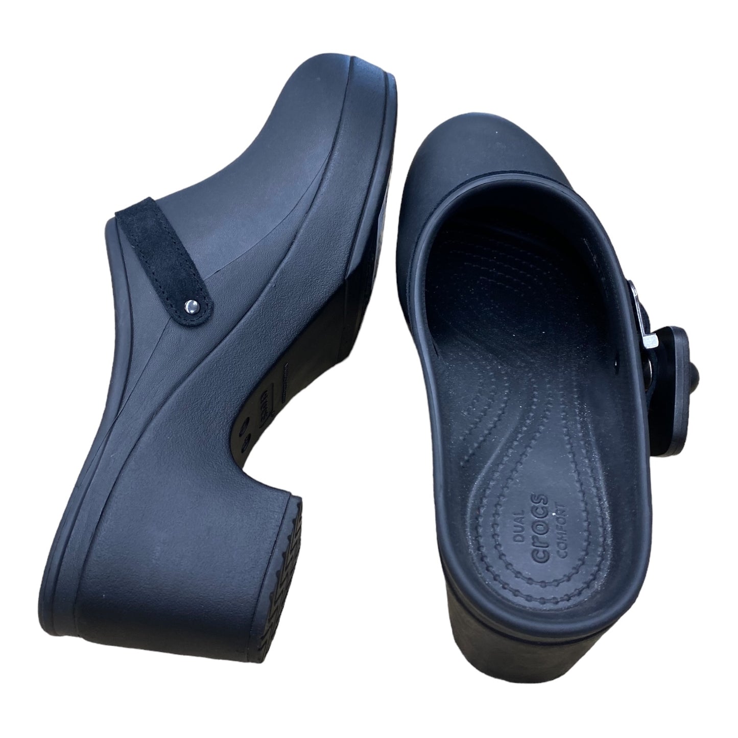 Black Shoes Heels Block Crocs, Size 11