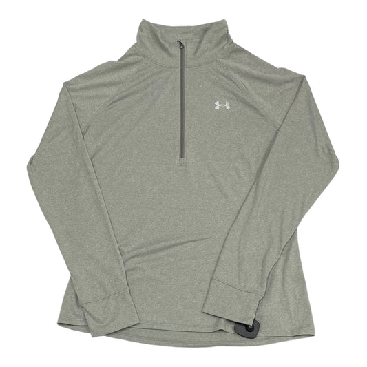 Grey Athletic Top Long Sleeve Collar Under Armour, Size L