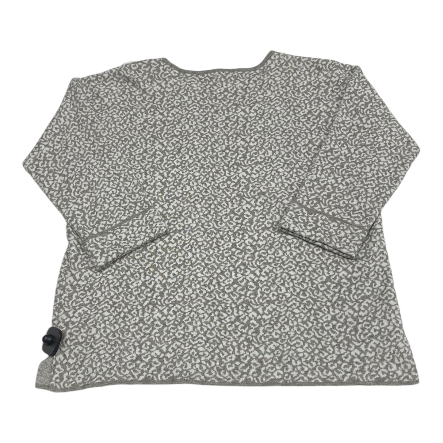 Sweater By Tahari By Arthur Levine In Grey & White, Size: L