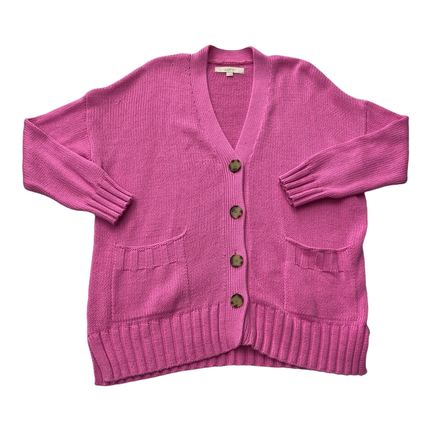 Sweater Cardigan By Loft In Pink, Size: L