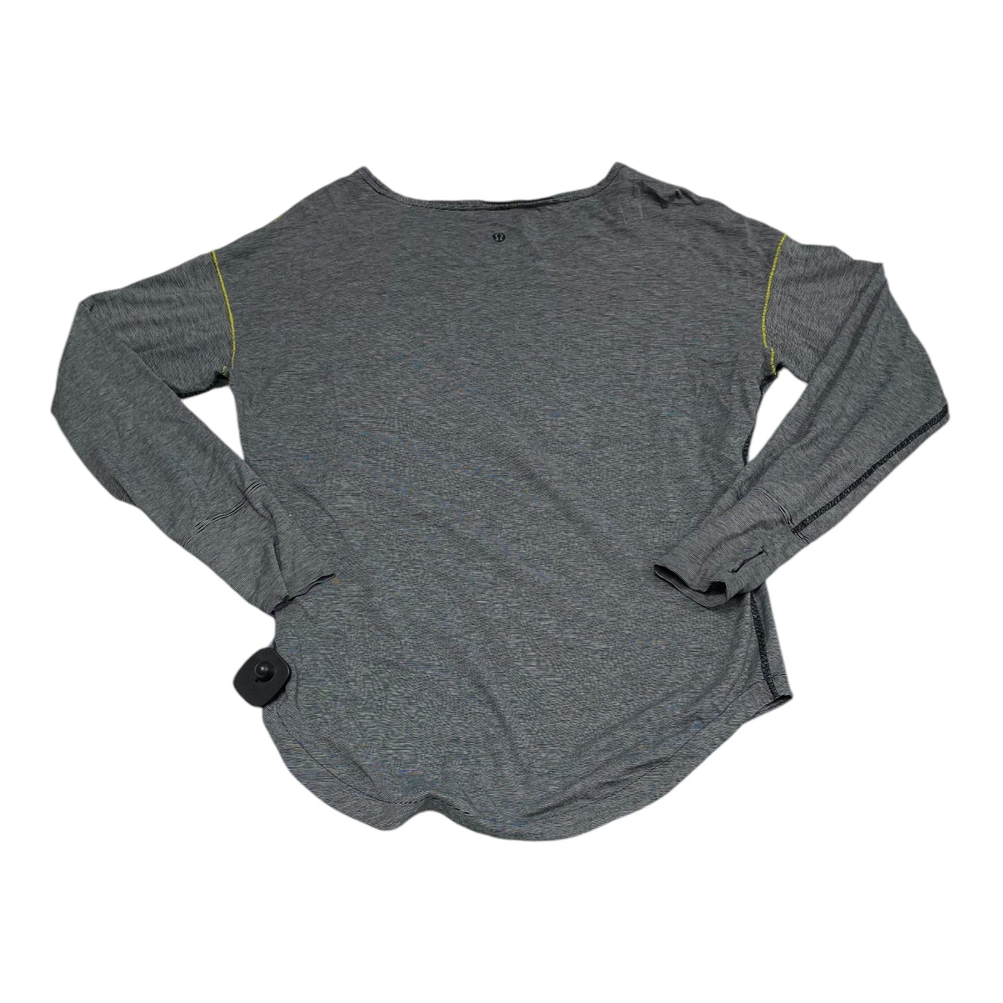 Athletic Top Long Sleeve Collar By Lululemon In Green & Grey, Size: M