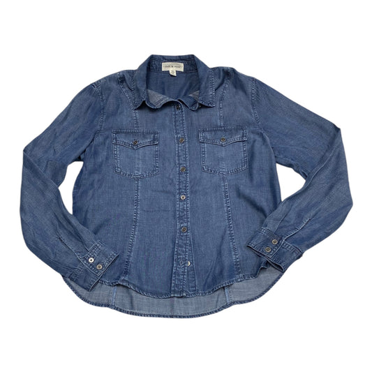 Top Long Sleeve By Cloth & Stone In Blue Denim, Size: M