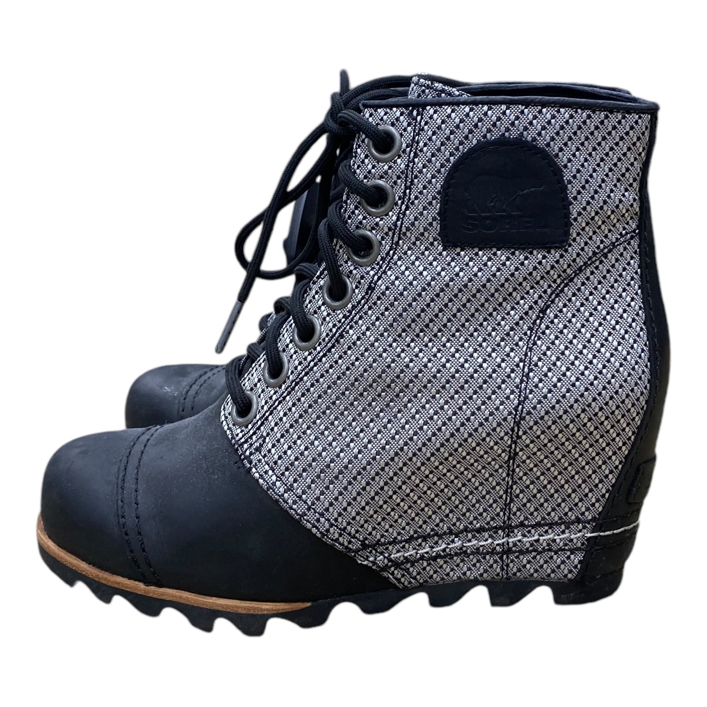 Boots Ankle Heels By Sorel In Black & Grey, Size: 7