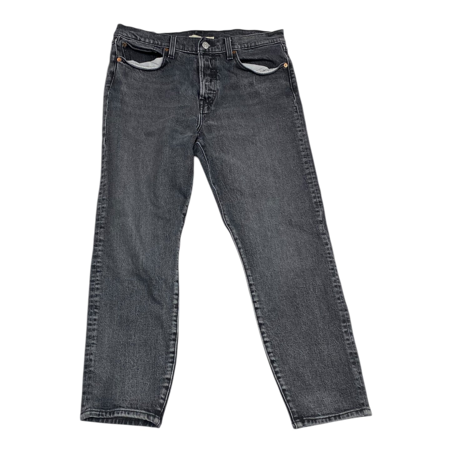 Jeans Straight By Levis In Grey Denim, Size: 12