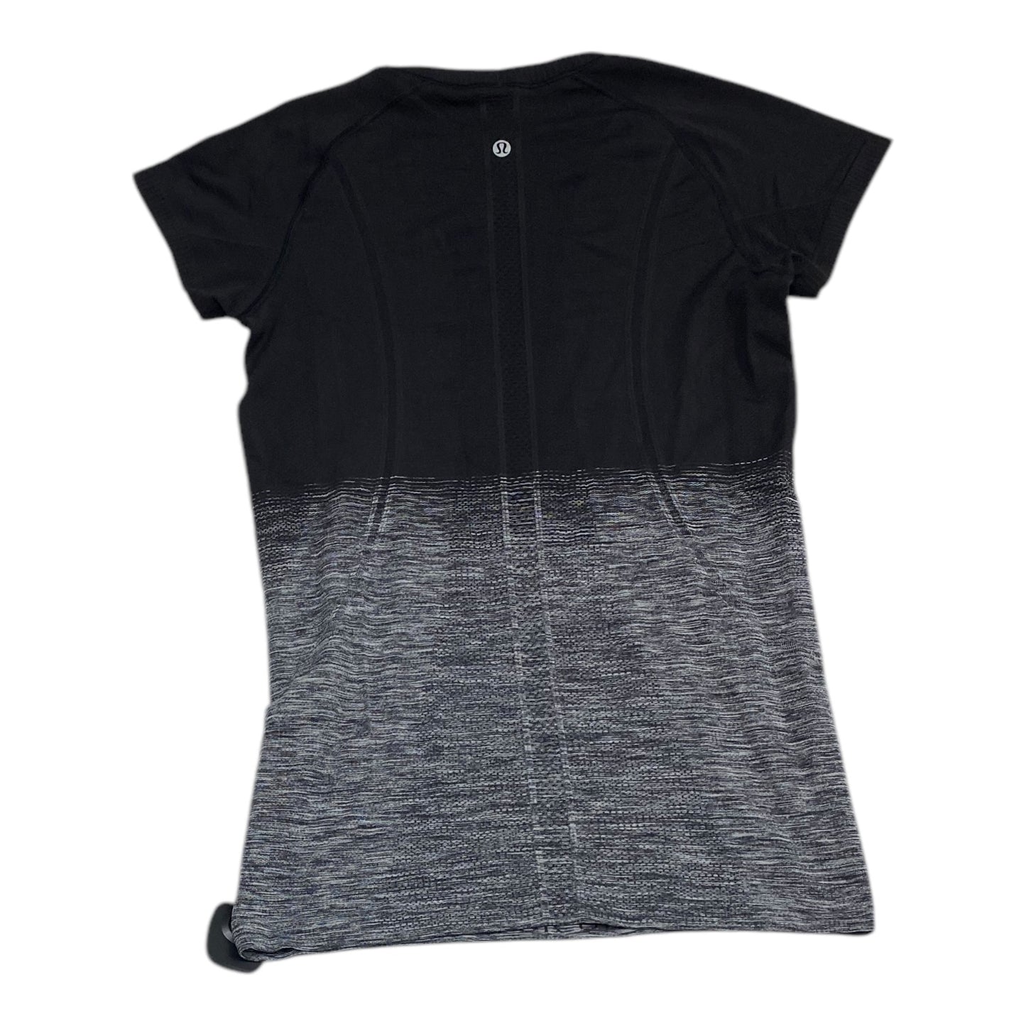 Athletic Top Short Sleeve By Lululemon In Black & Grey, Size: 8