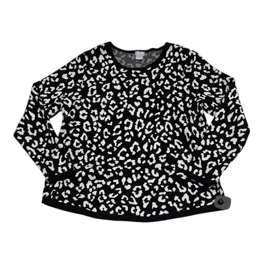 Top Long Sleeve By Chicos In Black & White, Size: L