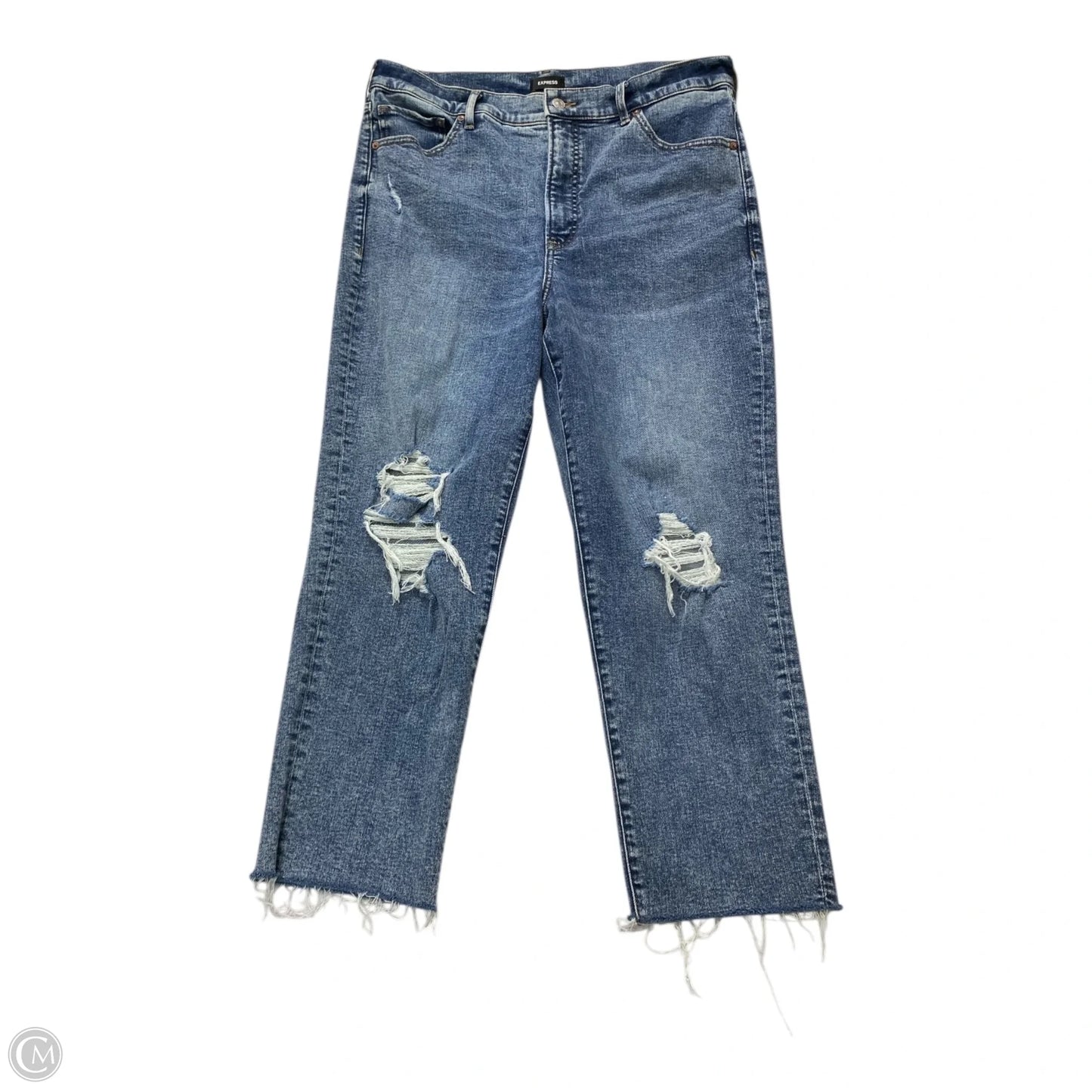 Jeans Straight By Express In Blue Denim, Size: 14