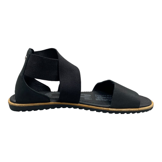 Black Sandals Designer Flats Sorel, Size 7.5