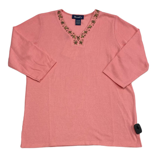 Pink Top Long Sleeve Denim And Co Qvc, Size M