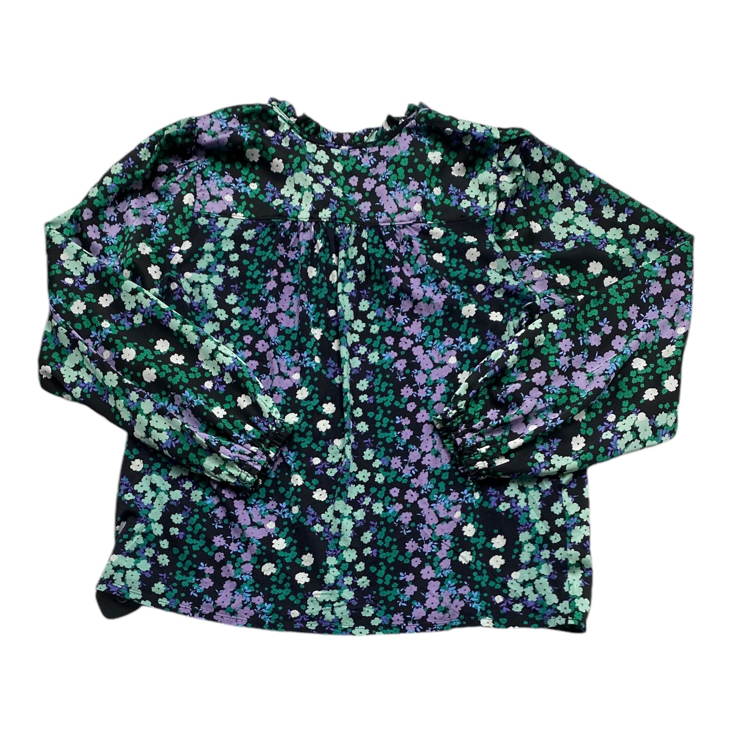 Top Long Sleeve By Loft In Black & Green, Size: L