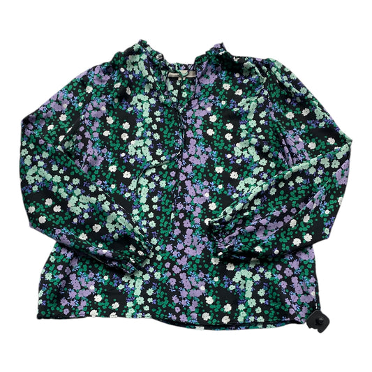 Top Long Sleeve By Loft In Black & Green, Size: L