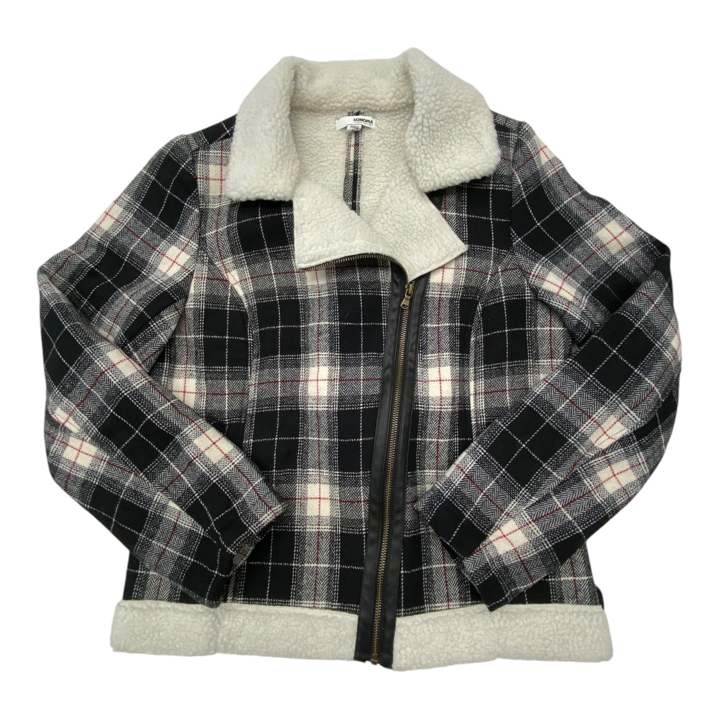 Jacket Faux Fur & Sherpa By Sonoma In Plaid Pattern, Size: M