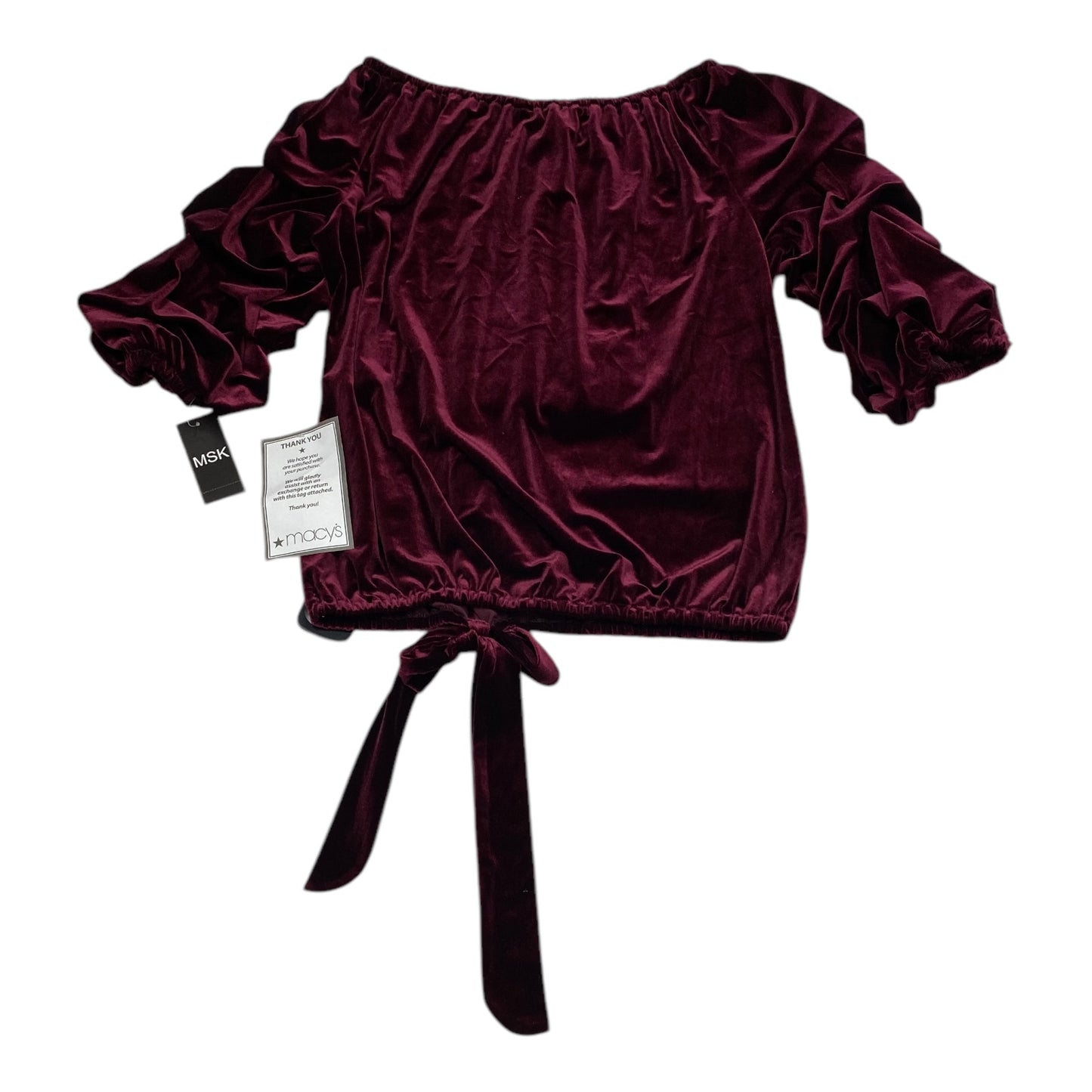 Top Long Sleeve By Msk In Maroon, Size: L