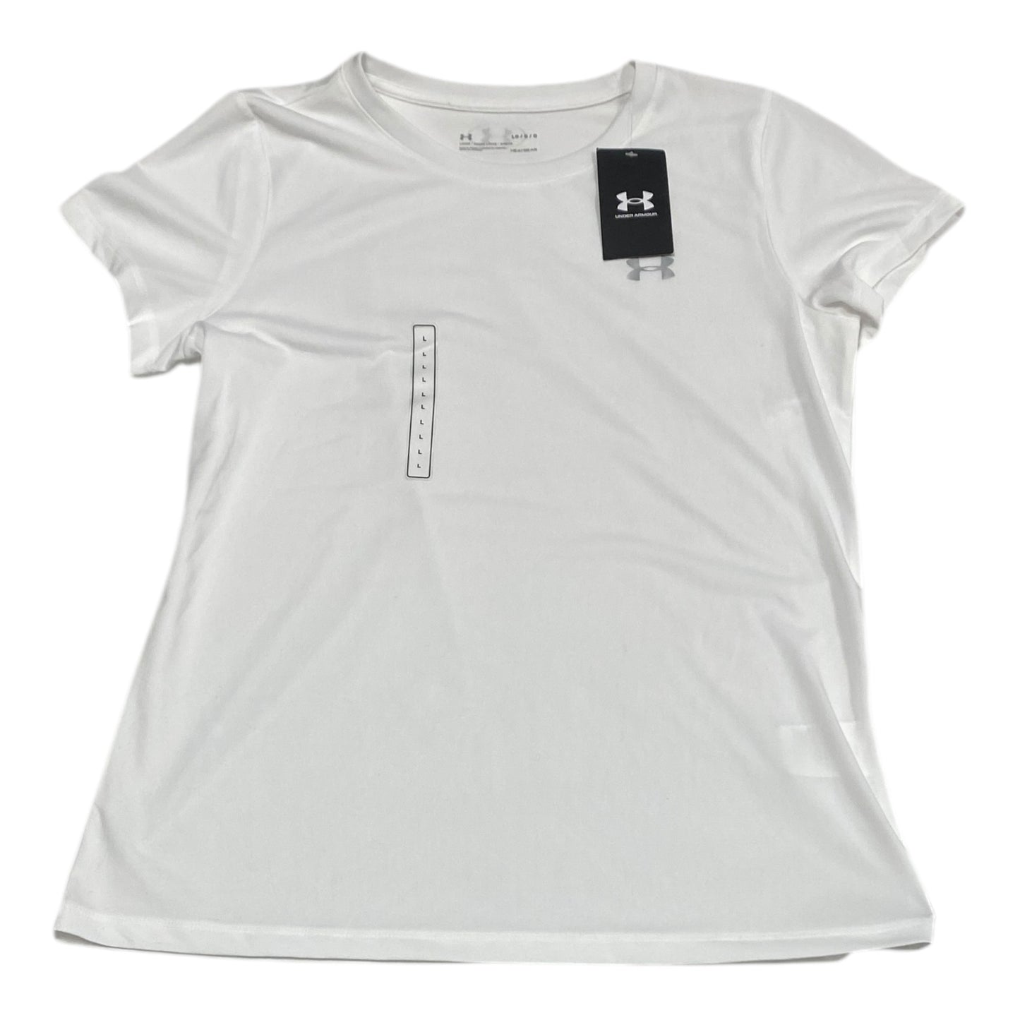 Athletic Top Short Sleeve By Under Armour In White, Size: L