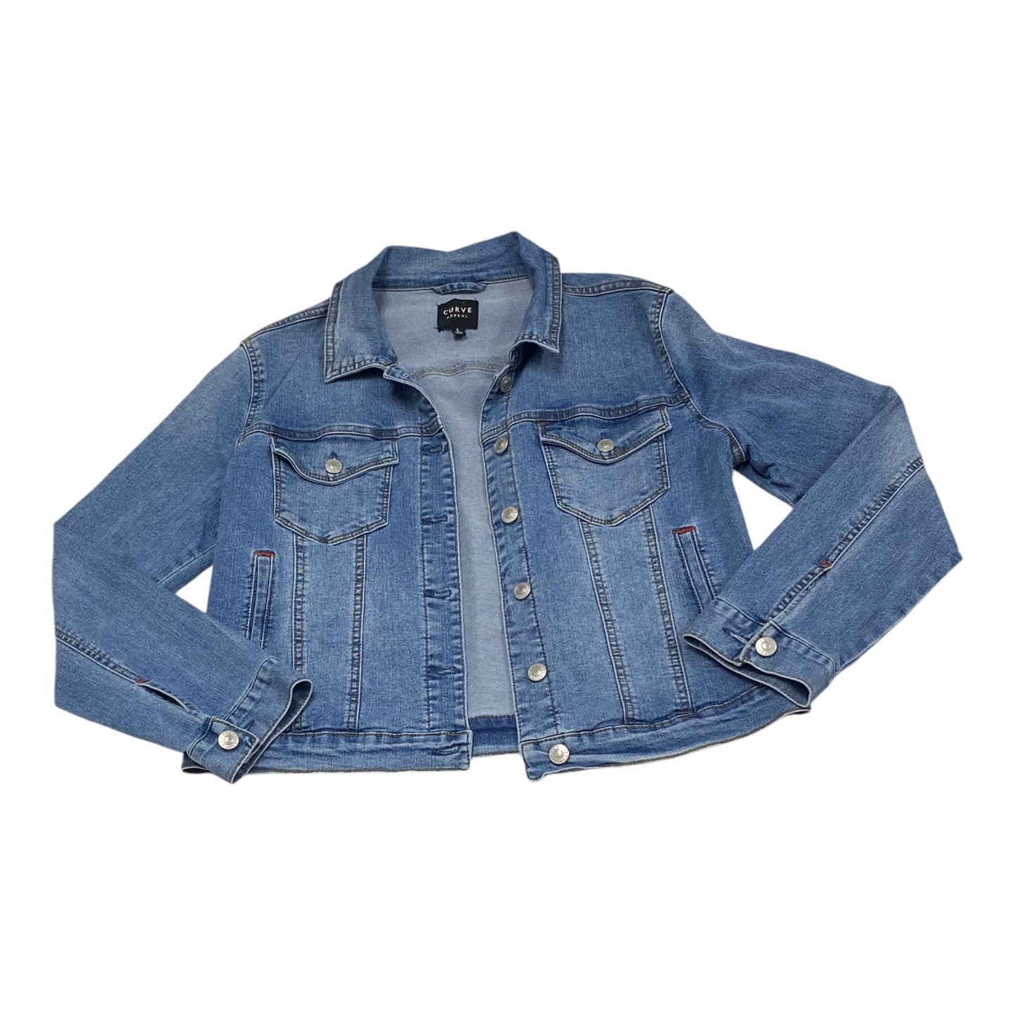 Jacket Denim By Curve Appeal In Blue Denim, Size: L