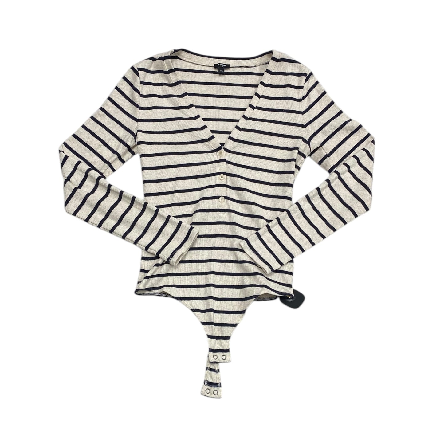 Bodysuit By Express In Striped Pattern, Size: M