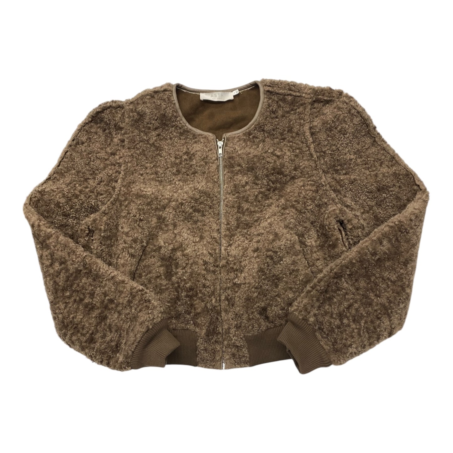 Jacket Faux Fur & Sherpa By Astr In Brown, Size: L