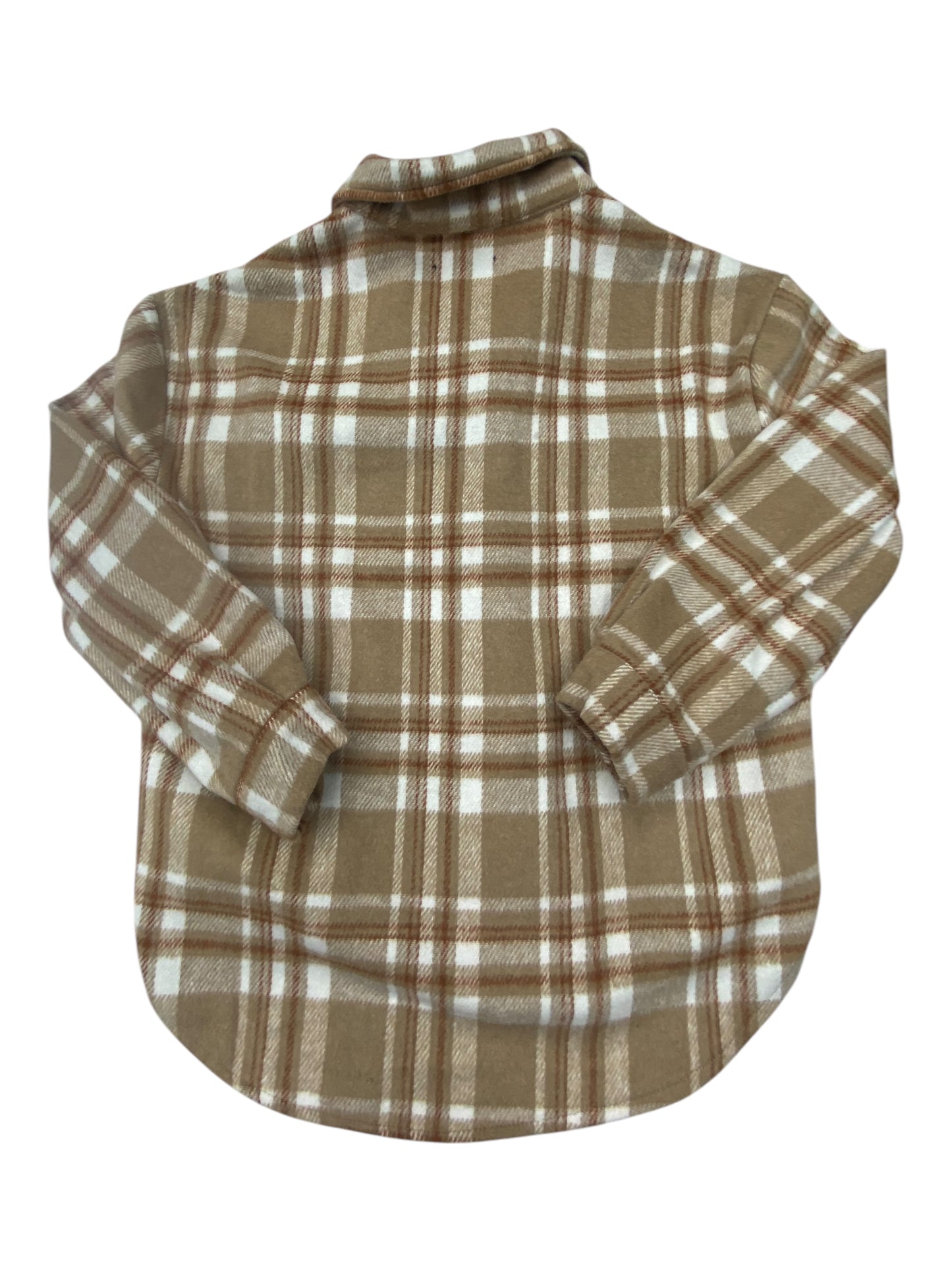 Jacket Shirt By Love Tree In Brown & White, Size: L