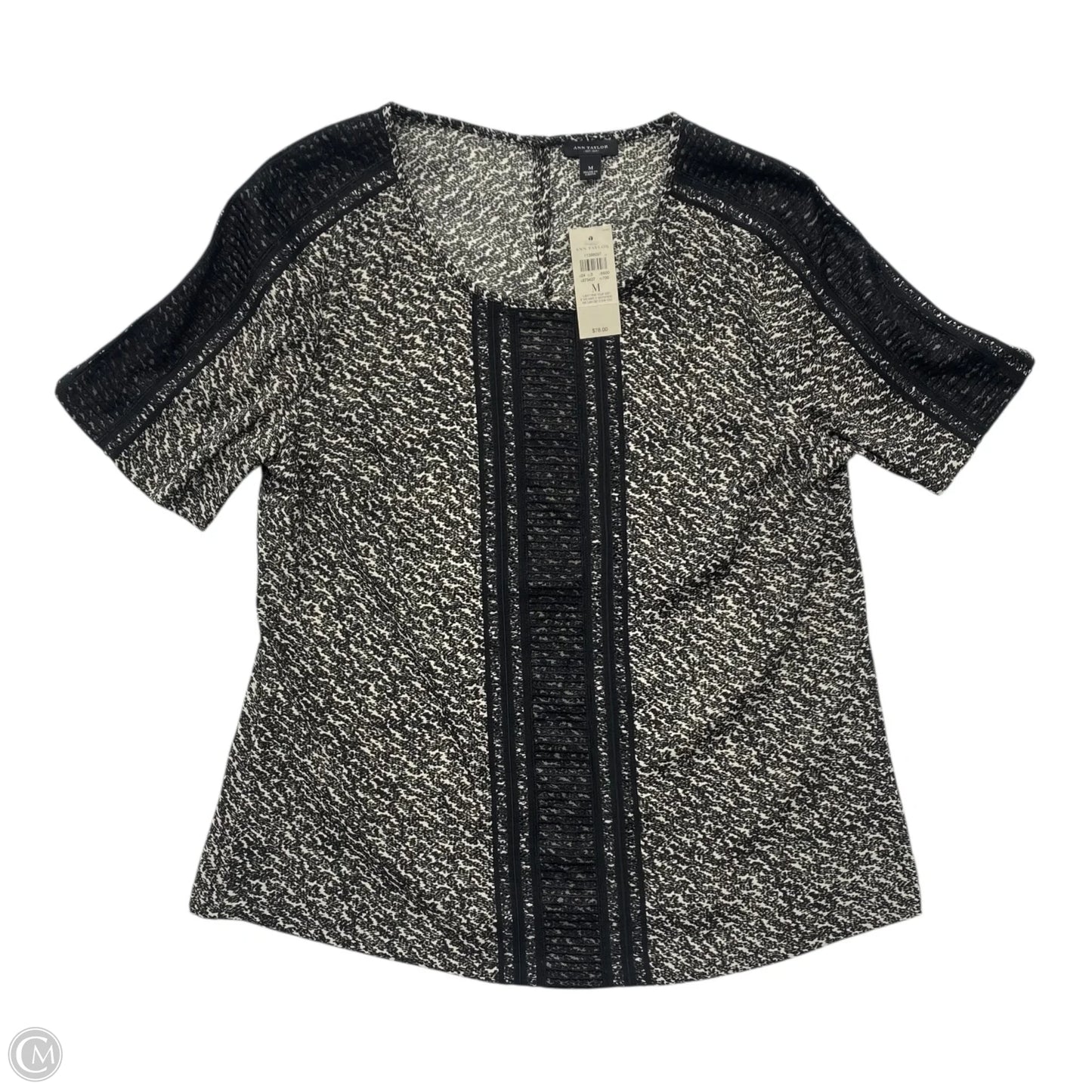 Top Short Sleeve By Ann Taylor In Black & White, Size: M