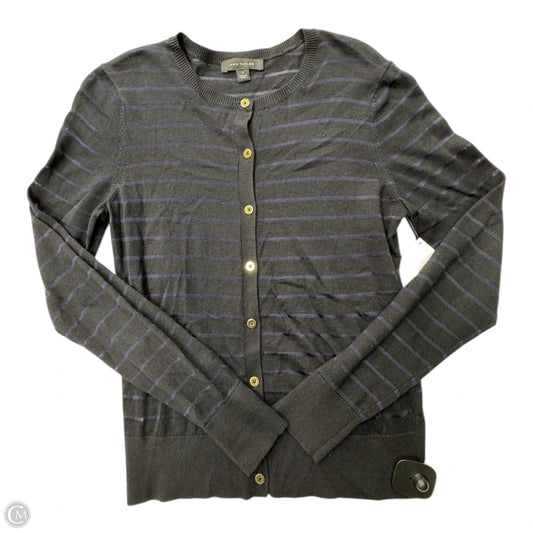 Sweater Cardigan By Ann Taylor In Black & Blue, Size: S