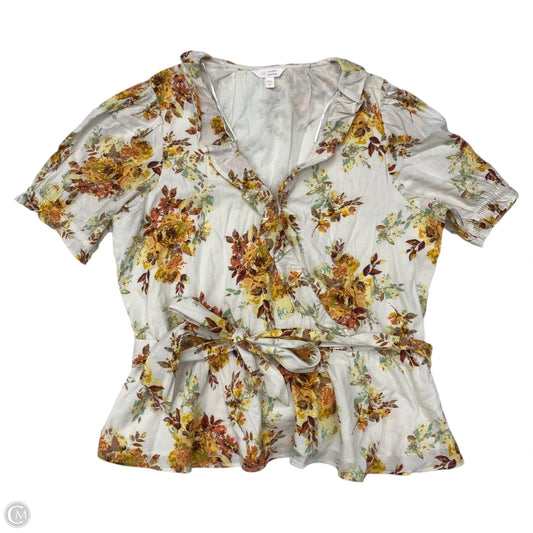 Top Short Sleeve By Lauren Conrad In Floral Print, Size: Xxl