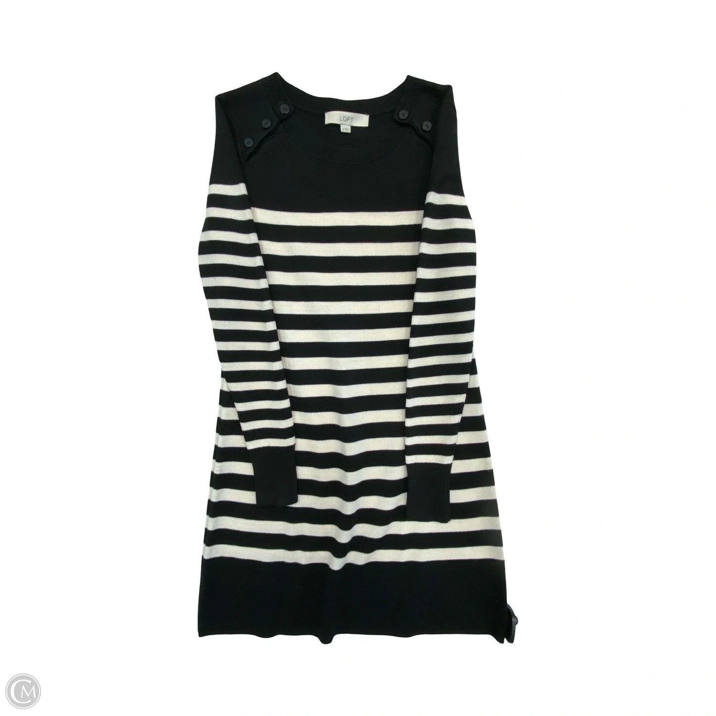 Dress Sweater By Loft In Black & Cream, Size: Xs
