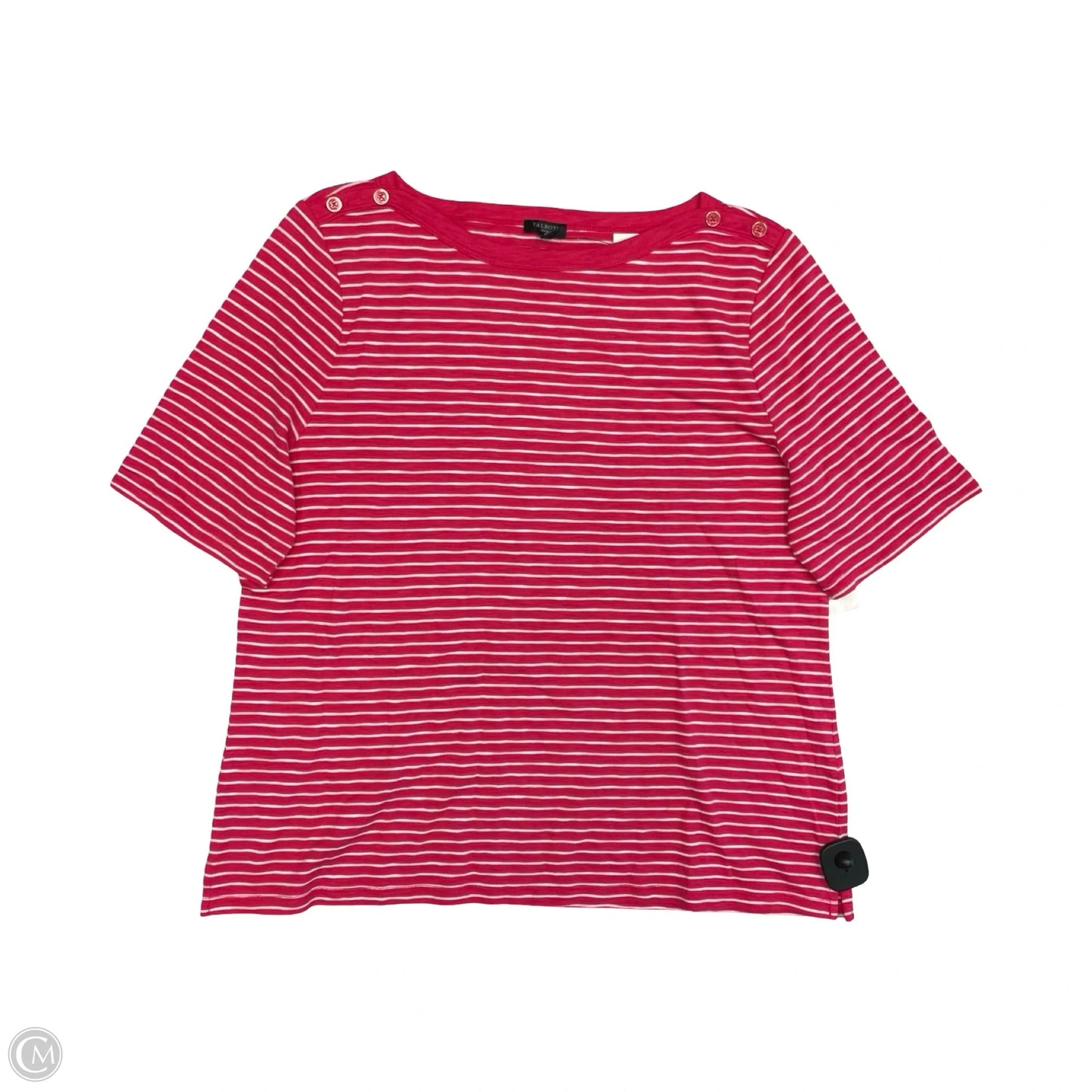 Top Short Sleeve By Talbots In Pink & White, Size: Xlp