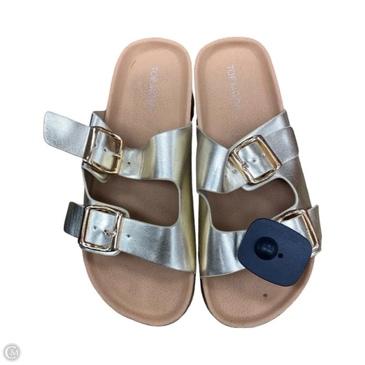 Sandals Heels Platform By Top Moda In Gold, Size: 8