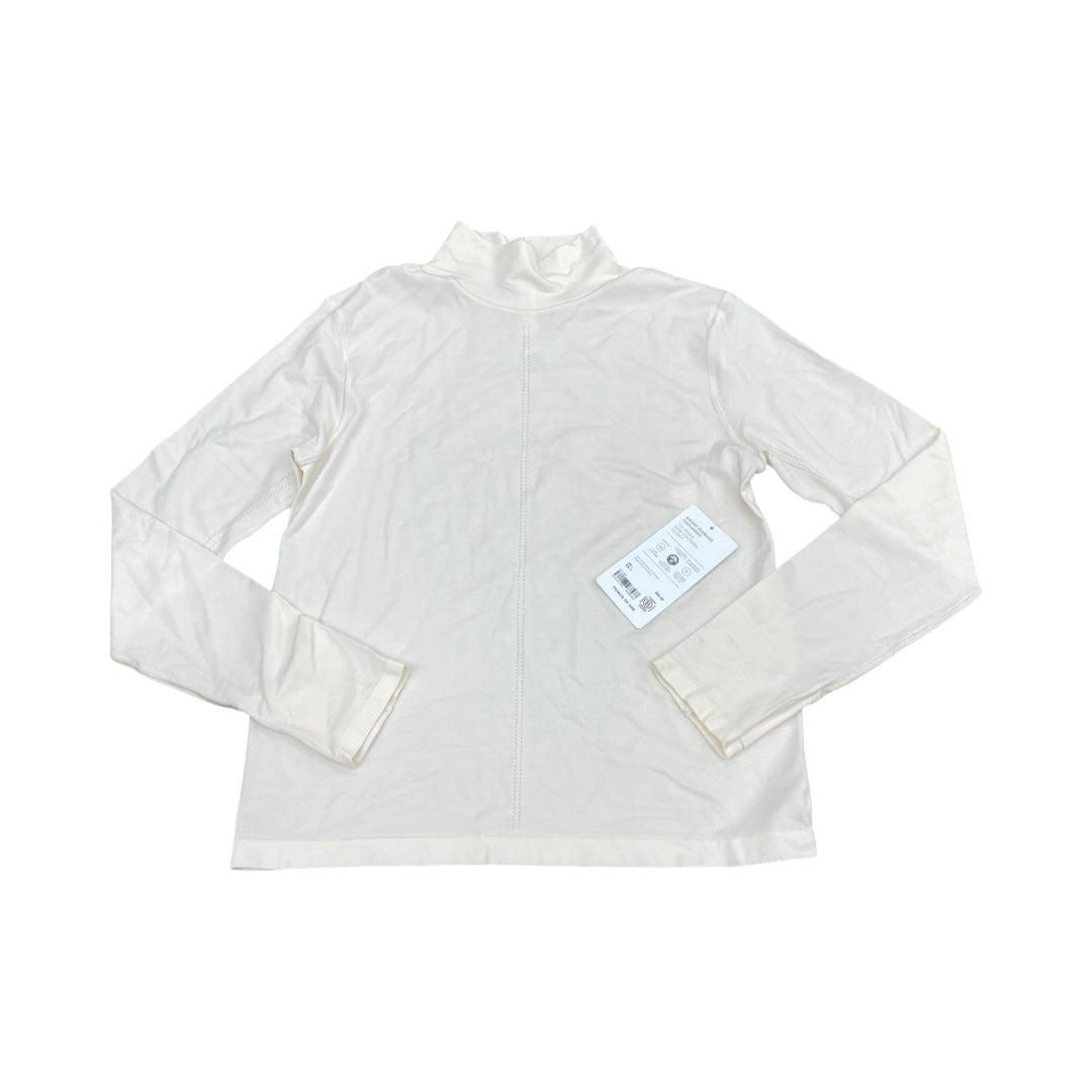 Athletic Top Ls Collar By Athleta In Cream, Size:L
