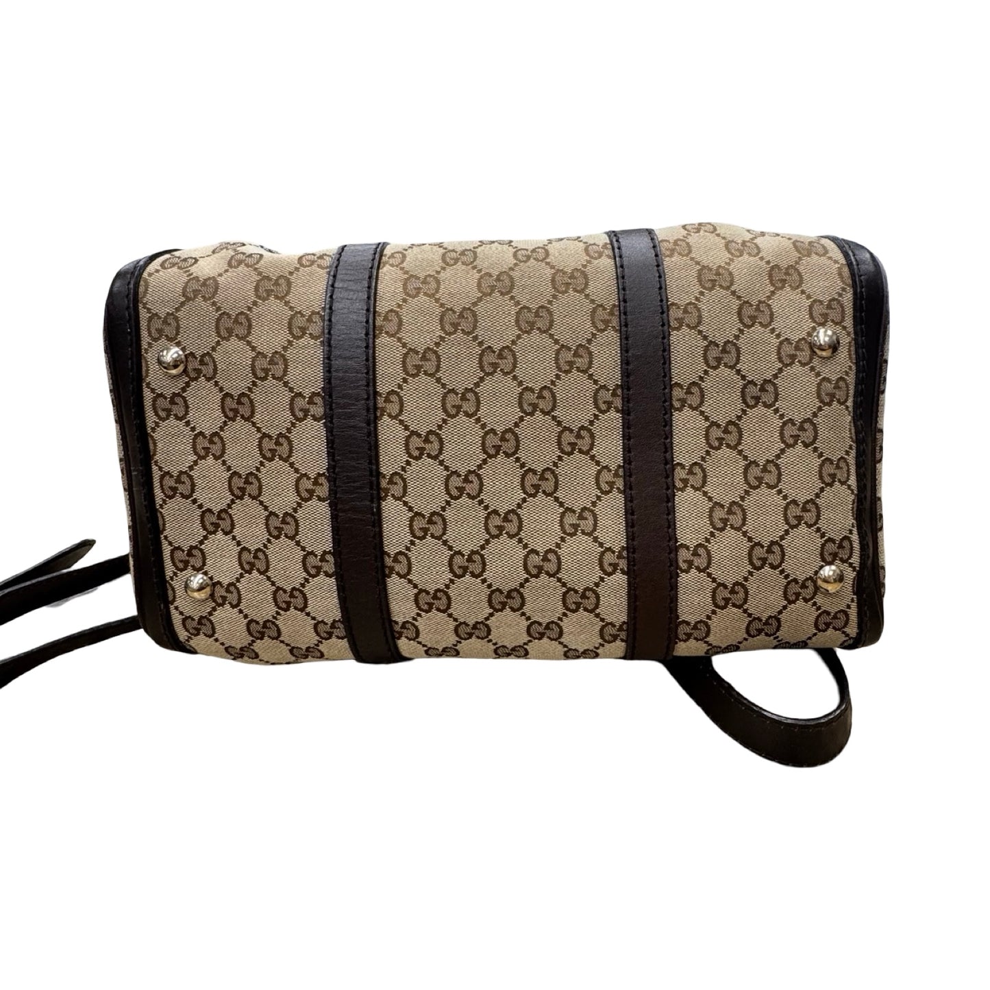 Boston Handbag Luxury Designer By Gucci In Brown, Size:Medium (As Is)