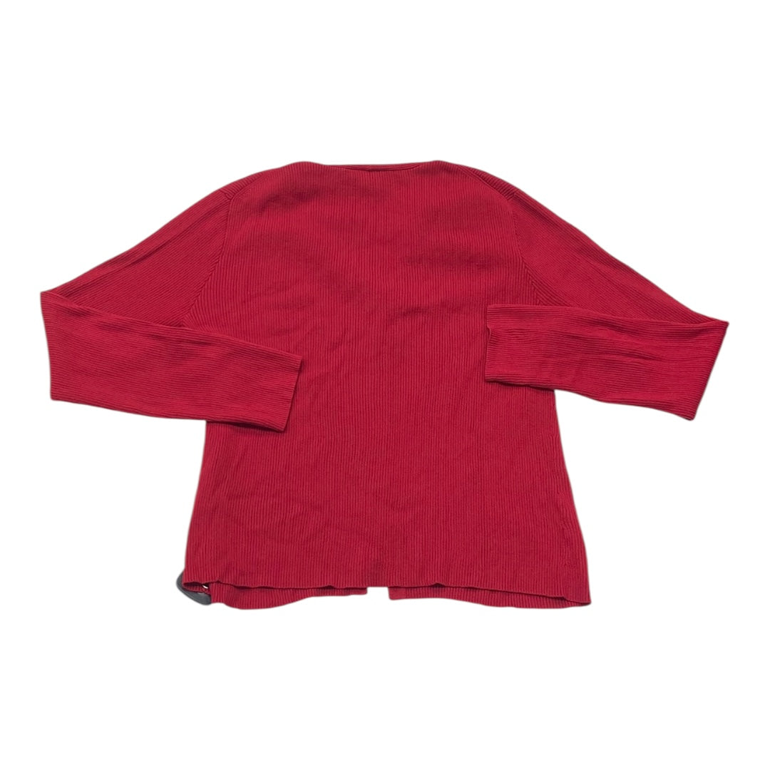 Sweater Cardigan By Ann Taylor In Red, Size:L
