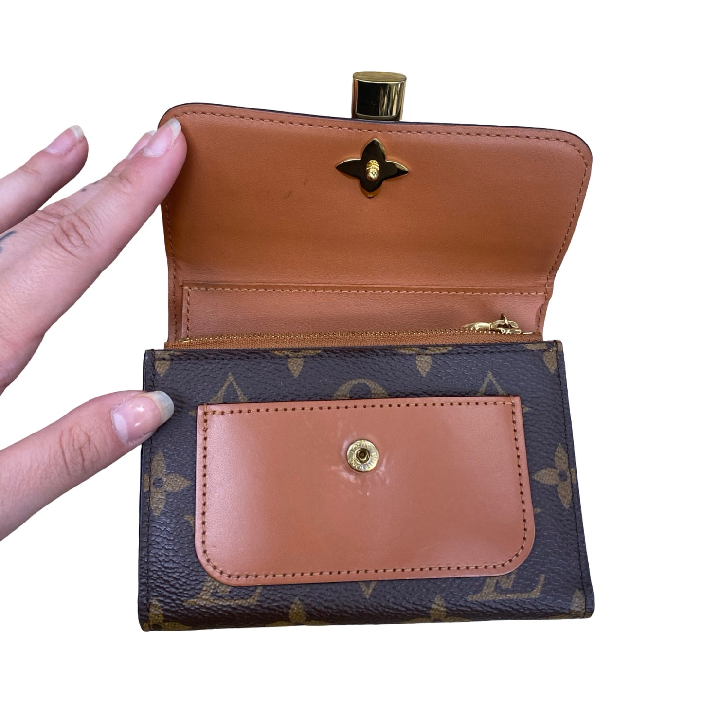 Wallet Luxury Designer By Louis Vuitton In Brown, Size:Small